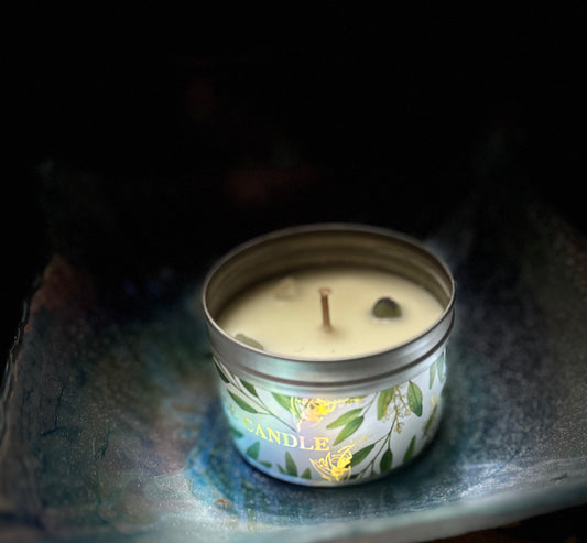 White Sage Candle — Oracle Blessed with Crystal Stones